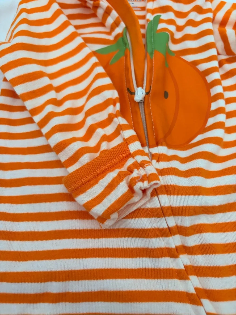 Old Navy Orange and White Striped Pumpkin Footed One-Piece